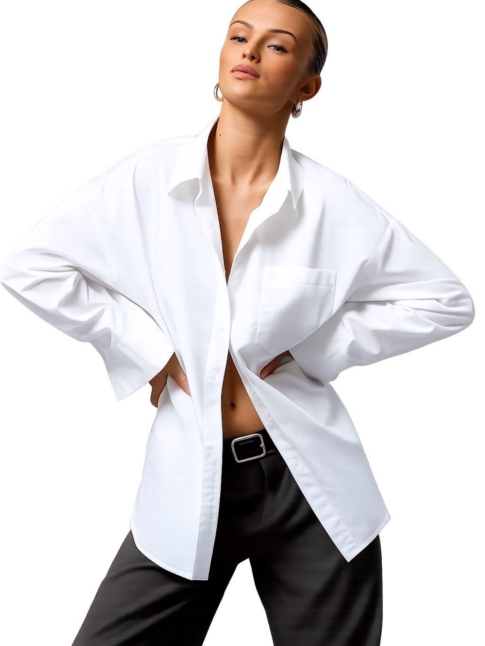 Classic White Button-Down Shirt - Women's Relaxed Fit